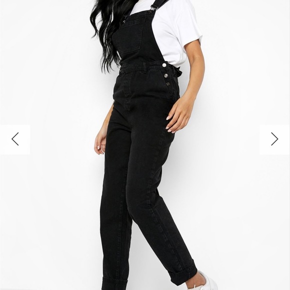 BOOHOO DENIM BLACK OVERALLS - Picture 3 of 4